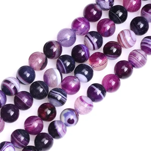 Vista 32 de GEM-Inside Cuentas Sueltas de Piedras Preciosas de Ágata Azul Bandeada Natural de 6mm Cuentas Redondas de Piedra de Energía para Hacer Joyas 15