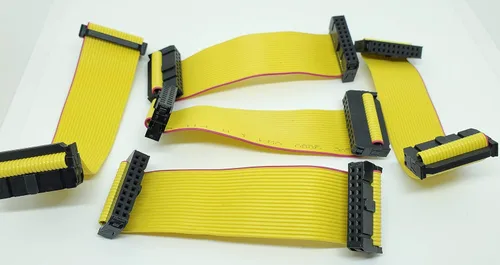 Vista 2 de Paquete de 5 conectores hembra IDC 2x10 20P 0.100 in 4.7 in 4 pulgadas, cable de cinta plano amarillo, filas dobles 20 pines paso FC F/F