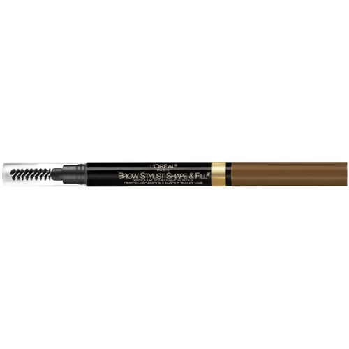 Vista 4 de L'Oreal Paris Lápiz de maquillaje mecánico para cejas con forma y relleno, color rubio oscuro, 0.008 onzas