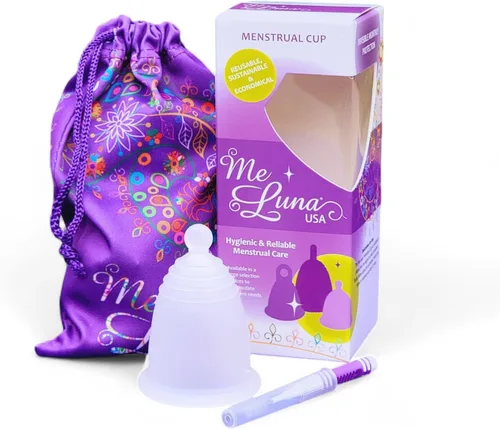 Vista 6 de Taza menstrual más personalizable con mango de bola MeLuna Me Luna Cómodo vaso reutilizable Almohadilla de tampón alternativa para todo tipo