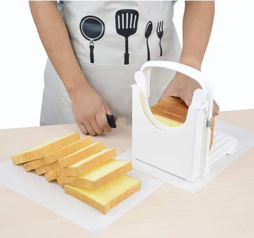 Vista 3 de Cortadora de pan Plegable con 5 moldes de diferentes espesores, adecuado para sándwich de pan de bagel casero