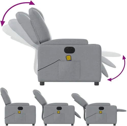 Vista 7 de Silla reclinable eléctrica de masaje con función de vibración, reclinable de elevación eléctrica, silla tapizada de tela gris claro para sala