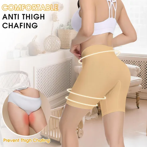 Vista 3 de Yeblues Pantalones cortos para debajo de los vestidos para mujer, paquete de 3 pantalones cortos antirozaduras, pantalones cortos refrescantes