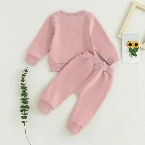 Vista 4 de Conjunto de sudadera con letras de leopardo para recién nacido, ropa de otoño e invierno