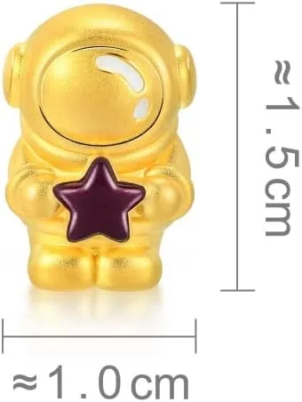 Vista 7 de CHOW SANG SANG 999 Pulsera de oro macizo de 24 quilates con dije de astronauta para mujeres y hombres 91588C, Metal, No es una piedra preciosa
