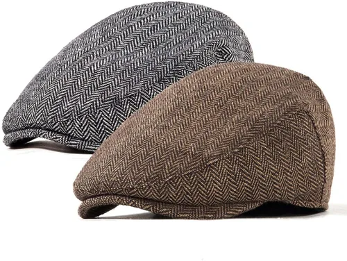 Vista 4 de Newsboy - 2 gorras de tweed ajustables para hombre, estilo irlandés, periodista, universitario y Gatsby
