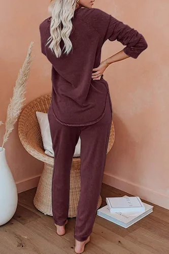 Vista 3 de AUTOMET Conjuntos de descanso para mujer, conjuntos de pijama para mujer, conjuntos de pijama con chándal de 2 piezas