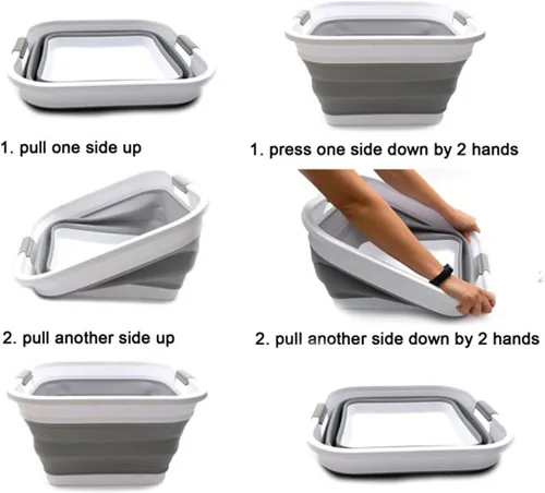 Vista 5 de Tina plegable para lavadero, lavabo para camping, plato de lavado, lavabo portativo para fregadero de caravana, verduras, frutas, fregadero