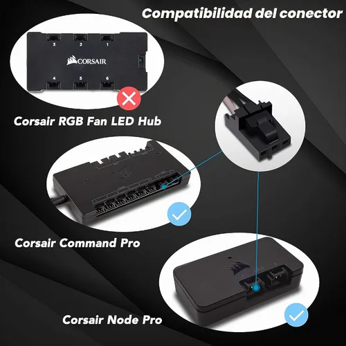 Vista 4 de EZDIY-FAB Cable adaptador para Corsair Lighting Node Pro y para Corsair iCUE Commander PRO (el concentrador no está incluido), iluminación RGB