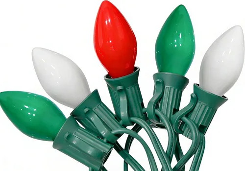 Vista 11 de Cadena de luces LED para exteriores de 25 pies, cadena de luces C9 con 27 bombillas multicolor pintadas en aerosol de 0.6 W, luces de Navidad