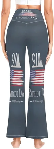 Vista 3 de Patriots Day USA Never Forget Flare Pants Leggings for Women Wide Leg Leggings with Tummy for Joggers Fitness Yoga S