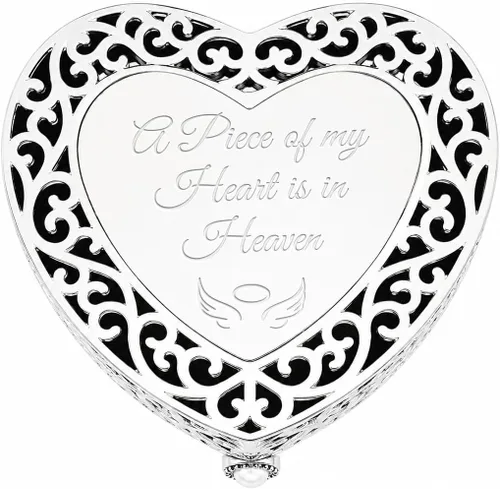 Vista 7 de Cherished Moments - Joyero personalizado con forma de corazón de filigrana Plata-Bautismo