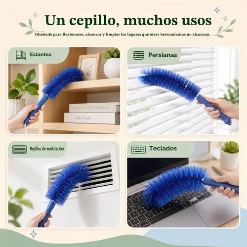 Vista 4 de Nuevo plumero de microfibra flexible, cepillo de limpieza reutilizable y flexible para el hogar, ventilador eléctrico, aire acondicionado, limpiador