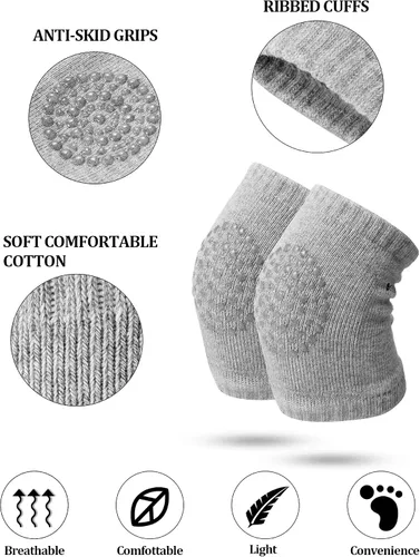 Vista 3 de 10 Pairs Baby Crawling Anti Slip Knee Pads and Anti Slip Baby Socks Set Unisex Toddler Knee Protectors Non Slip Ankle Socks