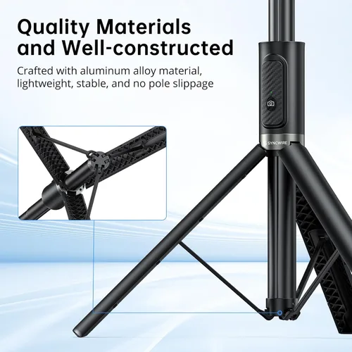 Vista 2 de SYNCWIRE Trípode de teléfono Selfie Stick de 55 pulgadas para iPhone, palo selfie de aluminio extensible todo en uno con control remoto, trípode