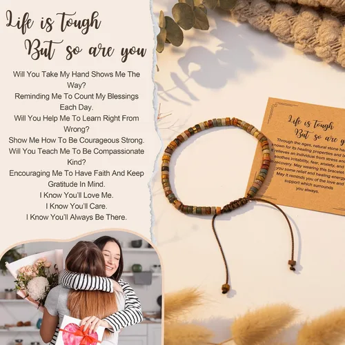 Vista 6 de ZOKCC Pulseras de regalo inspiradoras para mujer, pulseras de piedra natural curativa, regalos de recupérate pronto para mujeres, mejores amigas
