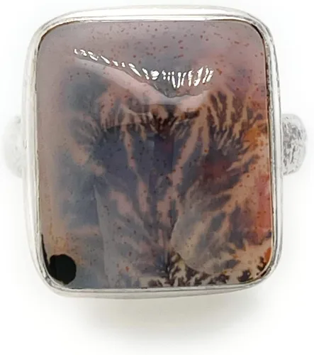 Vista 7 de Natural Scenic Dendritic Agate 925 Solid Sterling Silver Ring Size 7.25