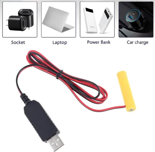 Vista 3 de LR03 AAA Eliminador de Batería 1M Cable de alimentación USB Reemplazar 1 a 4pcs AAA Batería (1.5V)