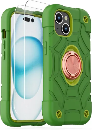 Vista 35 de KCJ Funda para iPhone SE 2022/2020, iPhone 8/7/6/6S, con [2×Protectores de Pantalla][Soporte de Anillo] Silicona Suave+PC Duro Protección Completa