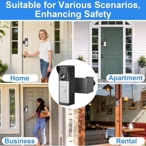 Vista 7 de Soporte antirrobo para timbre compatible con Ring 2026 Battery Doorbell/Plus/Pro, sin taladro, soporte inalámbrico para cámara de video con cubierta