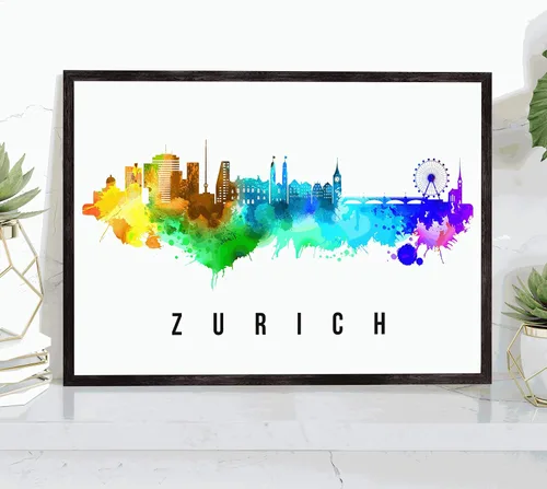 Vista 35 de Póster de Amsterdam Skyline Netherlands, pintura de paisaje urbano e impresión de monumentos, decoración para el hogar, oficina, 12 x 18 pulgadas