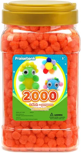 Vista 46 de Praisebank Pompones Negros - 2000 piezas, 1cm, Ideales para Artes y Manualidades, Bolas de Pompón en Frasco