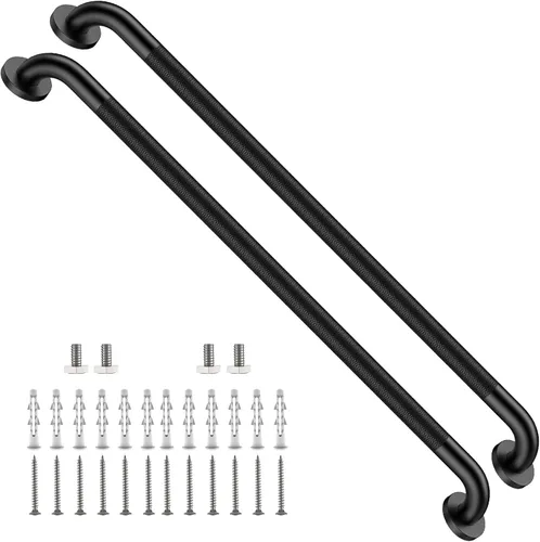 Vista 17 de Barra de agarre para ducha negra de 12 pulgadas con agarre de goma antideslizante, ZUEXT Barra de agarre para baño de acero inoxidable, Barra