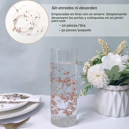 Vista 6 de 50 piezas de decoración de mesa de centro de mesa, relleno de perlas sintéticas de 13 pulgadas para velas flotantes, bodas, comedor, fiesta, centros