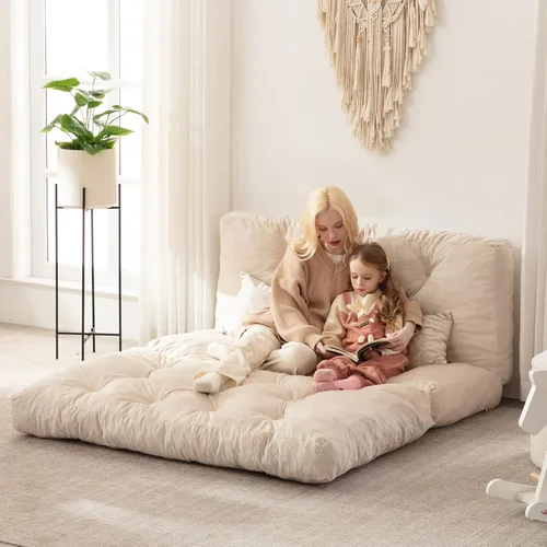 Vista 19 de Sofá cama plegable, silla convertible con almohada, colchón plegable con soporte para la espalda, silla plegable portátil, cama, cómodo sofá de piso