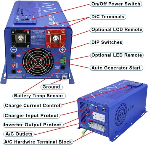 Vista 2 de AIMS Potencia 24 V Cargador Inversor Sinusoidal puro
