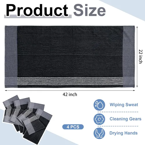 Vista 3 de Mixweer Large Golf Caddy Towel 22x42 Negro con rayas blancas