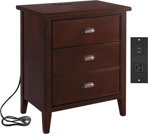 Vista 7 de Leick Home Salem Mesita de noche, mesa auxiliar, 22 pulgadas, roble mediano MEDIUM OAK