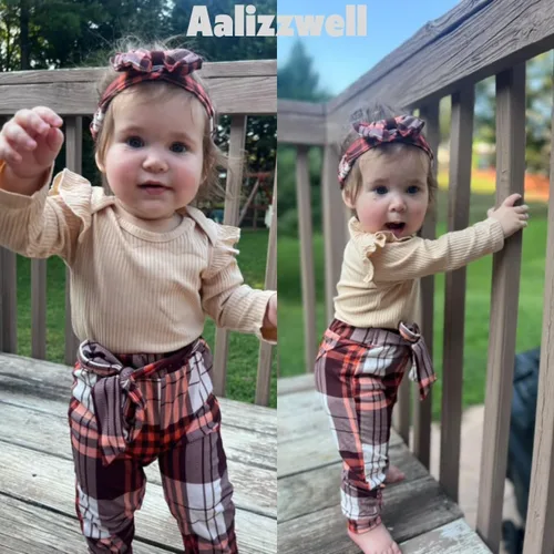 Vista 180 de Aalizzwell Conjunto de mameluco acanalado para bebé recién nacido prematuro para otoño e invierno