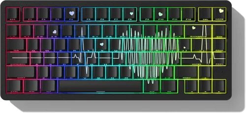 Vista 2 de Cherry Profile Custom Keycaps, juego de PBT con diseño de corazón, 130 piezas, color negro PBT Keycap Set with Dye Sublimation, Side Printed Key