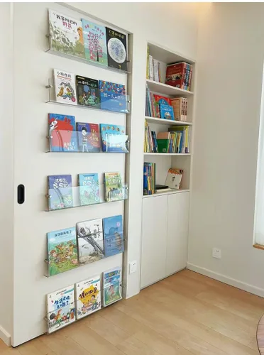 Vista 6 de DuvinDD Paquete de 2 soportes acrílicos para revistas, soporte para folletos, soporte de pared de 24 pulgadas, estante colgante transparente