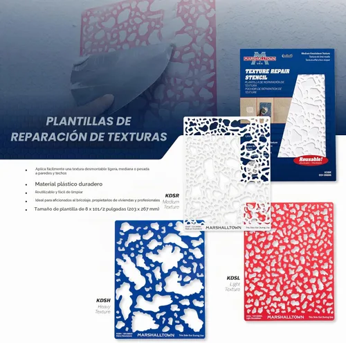 Vista 5 de MARSHALLTOWN - Plantilla de textura de derribo, mediano, herramienta reutilizable para paneles de yeso