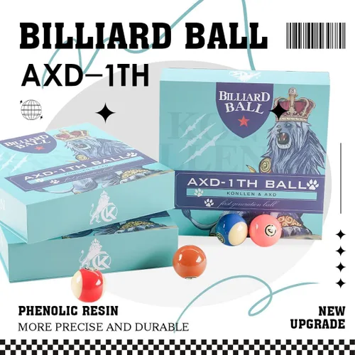 Vista 2 de KONLLEN Juego de bolas de billar de resina fenólica de 2-1/4 pulgadas, tamaño reglamentario, juego de bolas de billar, accesorios para mesa