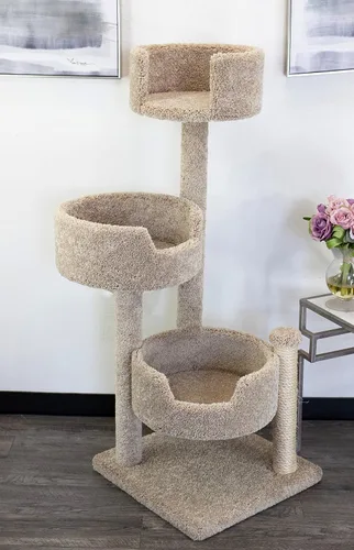 Vista 2 de New Cat Condos Árbol para gatos de madera real y alfombrado