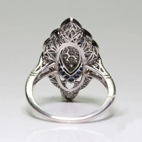 Vista 3 de Anillo de plata de ley 925 brillante con diamantes de zafiro, corte lágrima, circonita cúbica, anillos de compromiso de eternidad, anillo de boda