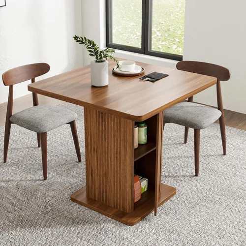 Vista 14 de Mesa de comedor extensible para cocina de 4-6, 47-65 pulgadas, mesa de comedor rectangular con 2 puertas, gran almacenamiento, muebles de cena