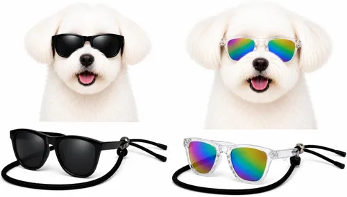 Vista 18 de G014 Retro 80s - Gafas de sol para perros y mascotas, taza de té, juguete de raza pequeña a mediana (12-25 libras, negro)