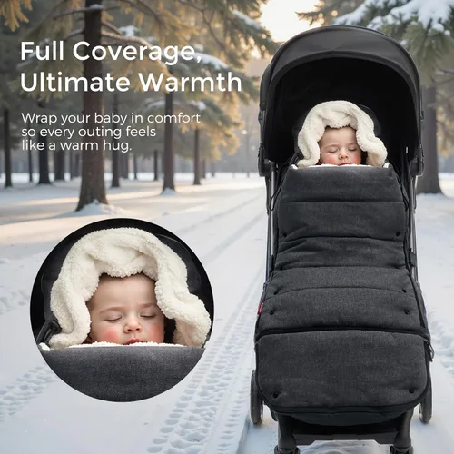 Vista 2 de Momcozy Stroller Footmuff Universal Easily Attaches to Most Strollers Ultra-Plush,Weather-Proof Stroller Sleeping Bag Deluxe Warm Stroller