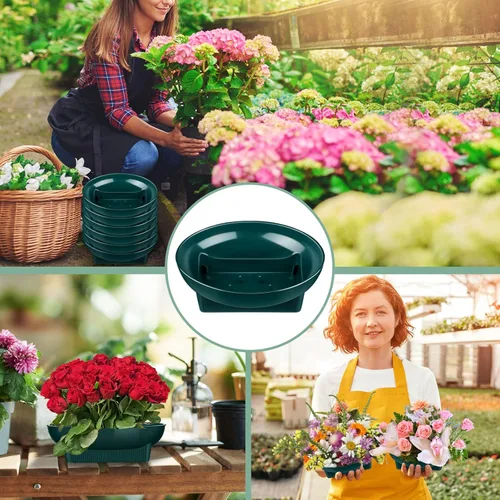 Vista 6 de Karenhi 12 cuencos florales verdes para arreglos florales, cuencos de espuma floral de 6.3 pulgadas para arreglos, vacaciones, bodas, suministros