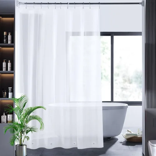Vista 26 de Cortina de ducha corta transparente de 60 pulgadas de largo, forro de cortina de ducha corta de plástico EVA 7G, 60 pulgadas de largo para baño