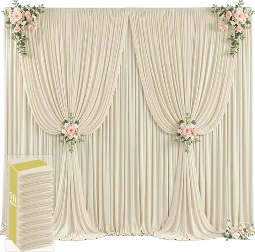 Vista 16 de 20 pies x 12 pies Cortinas de Telón de Fondo Azul Bebé Sin Arrugas para Bodas y Fiestas, Telón de Fondo de Tela Azul, Cortinas para Bodas