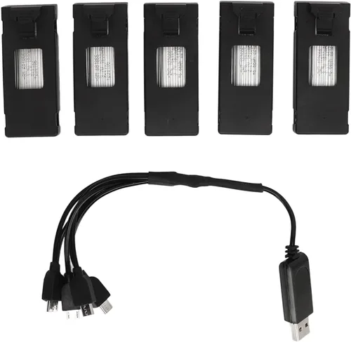 Vista 8 de LICAEVEY Batería de repuesto para dron de 3.7 V, 1800 mAh, con cable de carga, fácil de instalar para aviones RC E88 E88PRO LsE525 E525 PRO