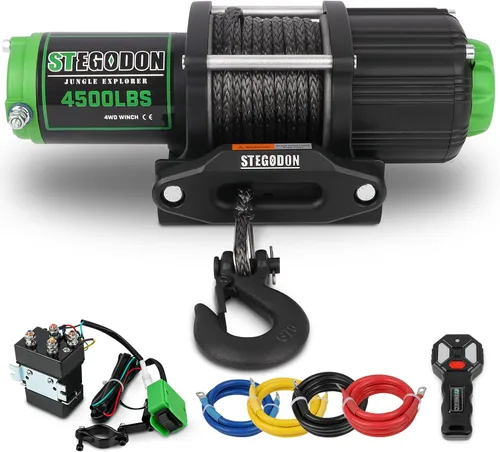 Vista 9 de Cabrestante eléctrico ATV UTV de 3500 libras, cabrestante eléctrico impermeable de 12 V, cabrestante eléctrico con control remoto con cable