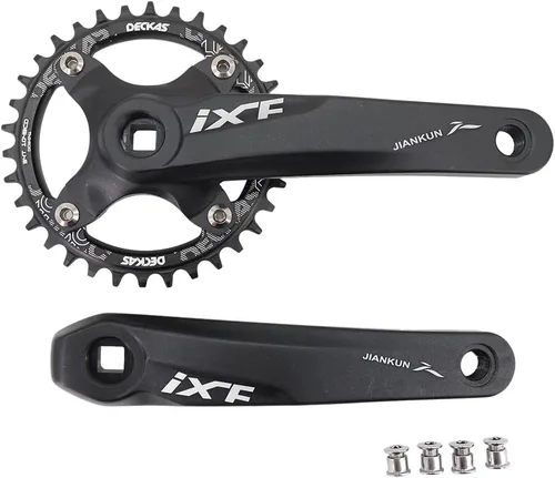 Vista 13 de DJC MTB - Juego de bielas cuadrado con agujero cónico 104BCD con plato 32 34 36 38T 6.693 in 6.890 in Bielas aluminio negro rojo