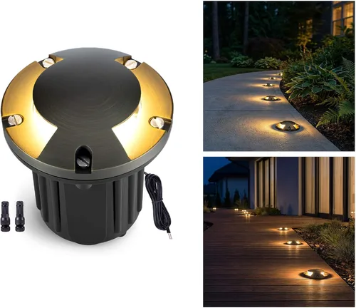 Vista 15 de Gardenreet - Luz de pozo en tierra - Latón 12V IP65 Iluminación de paisaje al aire libre, luz de torreta de bajo voltaje LED en grado, bronce