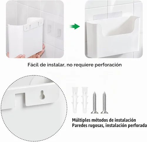Vista 3 de Archivo de pared Soporte de pared de plástico blanco para oficina y aula